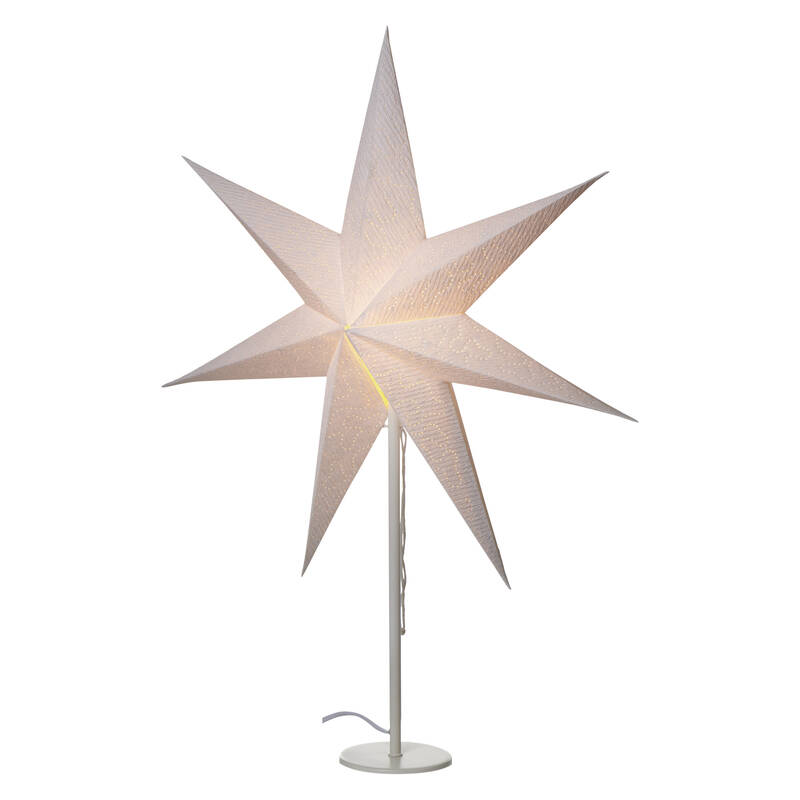 LED dekorace EMOS svícen na žárovku E14 s papírovou hvězdou bílý, 67x45 cm, vnitřní (DCAZ06)